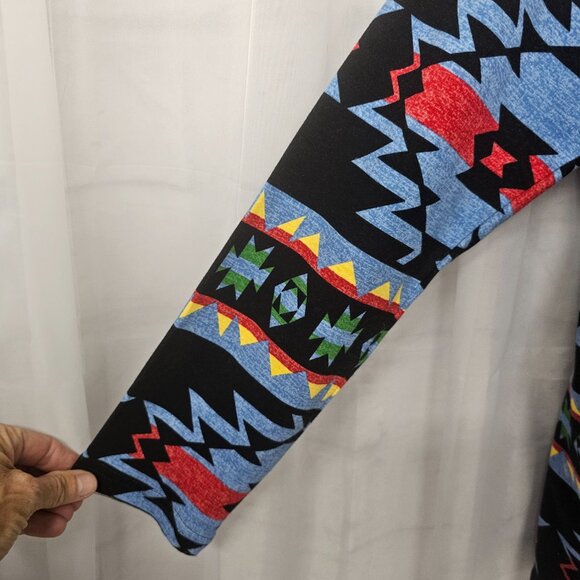 Chaps Southwestern Top Zip Turtleneck Preppy Gorp Aztec Blue Unisex L - Picture 3 of 11